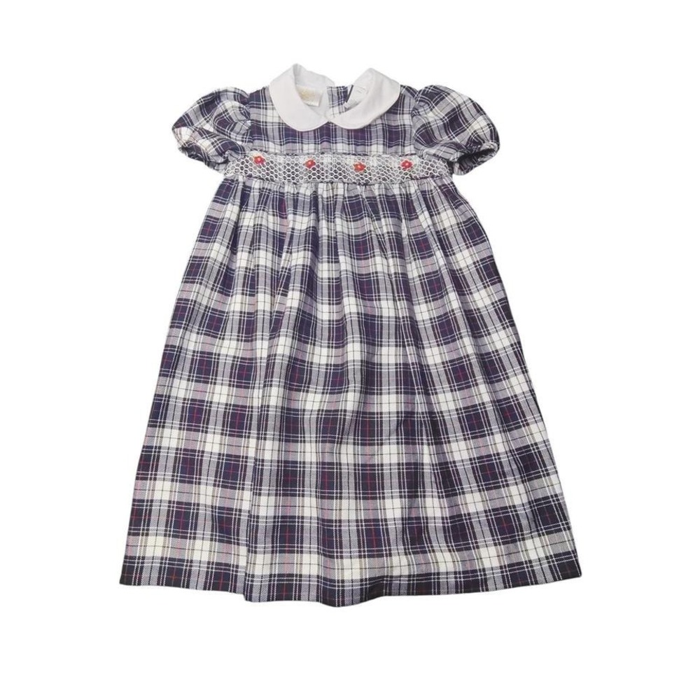 Vintage Little Bitty Plaid Floral Dress sz 6 Girls